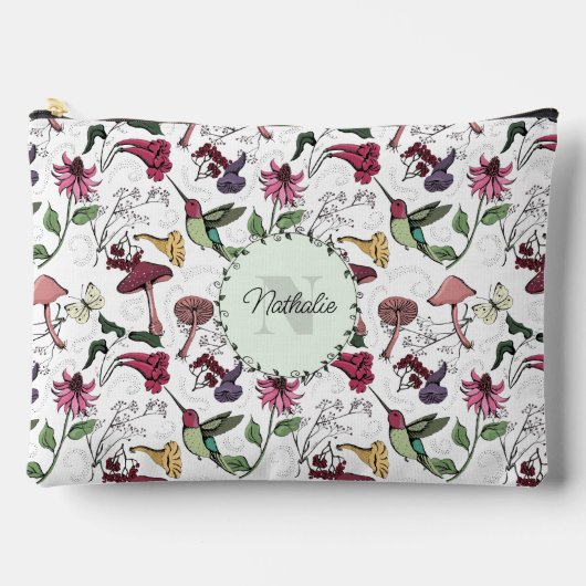 春ガーデンカラフルハミングバードフローラトイレタリー アクセサリーポーチ (正面)