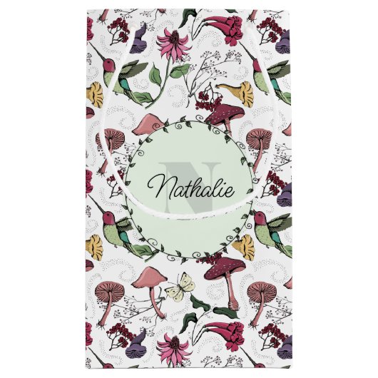 春ガーデンカラフルハミングバードフローラ スモールペーパーバッグ (裏面)