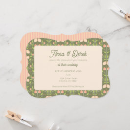 春ガーデンスカロップ結婚式招待状