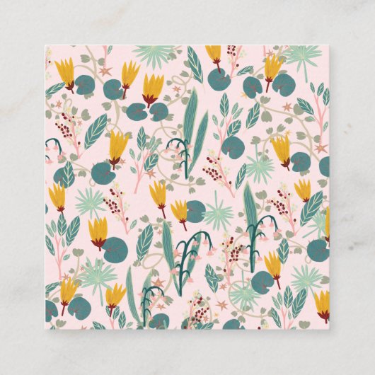 春ガーデンズボタニカルパターンピンク スクエア名刺 (裏面)