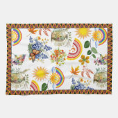 春ガーデンバタフライレインボーサンシャイングリネリー キッチンタオル (横)