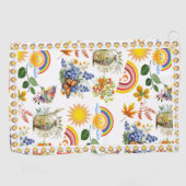 春ガーデンバタフライレインボーサンシャイングリネリー ゴルフタオル (横)