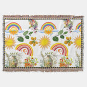 春ガーデンバタフライレインボーサンシャイングリネリー スローブランケット (正面)