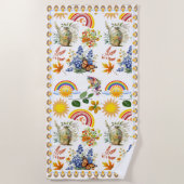 春ガーデンバタフライレインボーサンシャイングリネリー ビーチタオル (正面)