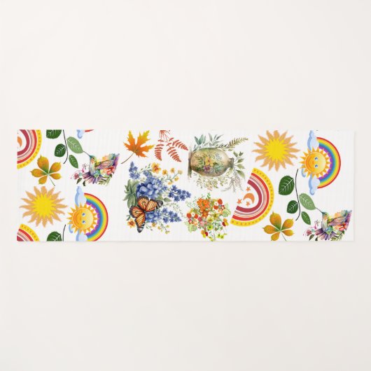 春ガーデンバタフライレインボーサンシャイングリネリー ヨガマット (正面(横))