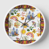 春ガーデンバタフライレインボーサンシャイングリネリー 壁時計 (正面)