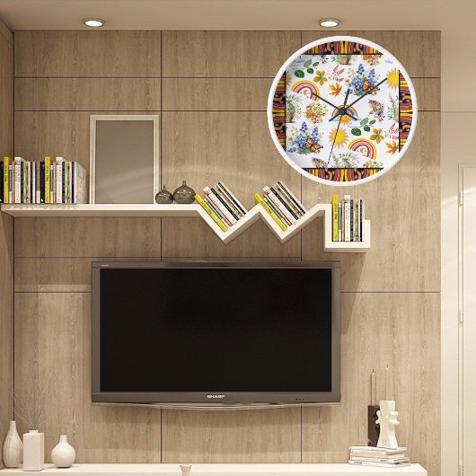 春ガーデンバタフライレインボーサンシャイングリネリー 壁時計