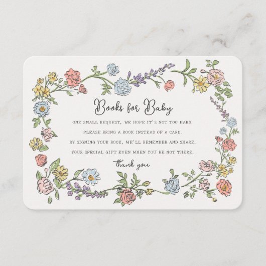 春ガーデンパーティーのベビーシャワーインサート用ブック エンクロージャーカード (正面)
