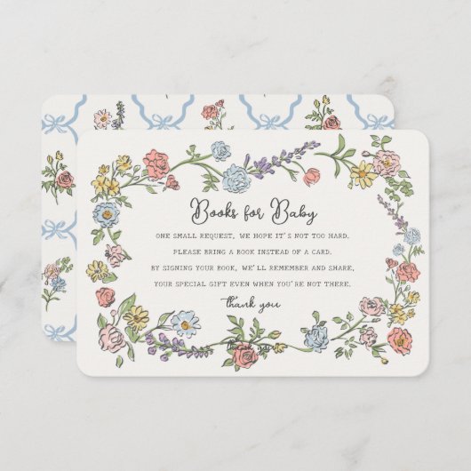 春ガーデンパーティーのベビーシャワーインサート用ブック エンクロージャーカード (正面/裏面)