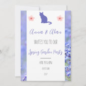 春ガーデンパーティーキャットラベンダーカスタム招待状 招待状 (正面)