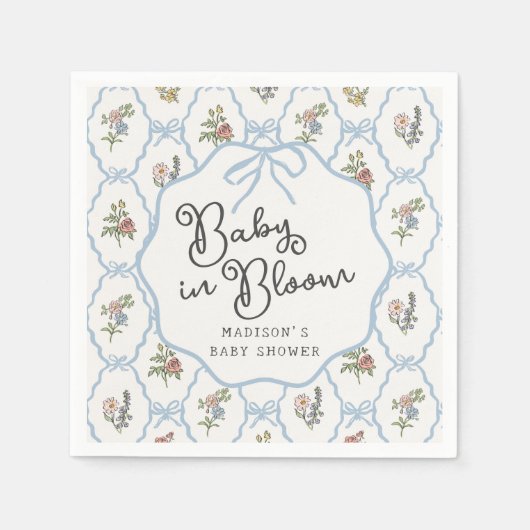 春ガーデンパーティーパステルフローラベビーシャワー スタンダードカクテルナプキン (正面)
