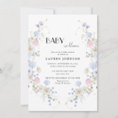 春ガーデンピンクパープルワイルドフラワーベビーシャワー 招待状 (正面)