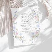 春ガーデンピンクパープルワイルドフラワー結婚ズ 招待状