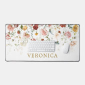 春ガーデンフラワーズ名前をカスタムするオフィス デスクマット (キーボード&マウス)