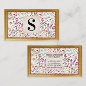 春ガーデンフラワーパターン |アンティーク枠 名刺 (正面/裏面)