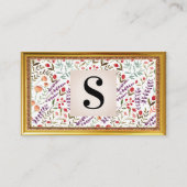 春ガーデンフラワーパターン |アンティーク枠 名刺 (正面)