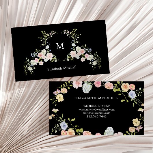 春ガーデンフローラオンブラック | モノグラム 名刺