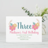 春ガーデンフローラピンクパーティー3rd誕生日 招待状 (スタンド正面)