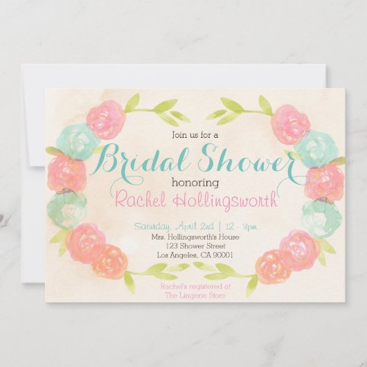 春ガーデンフローラブライダルシャワー招待 招待状 (正面)