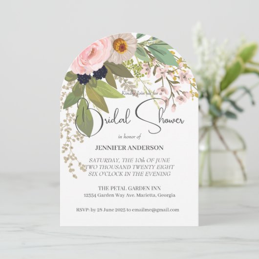春ガーデンフローラブーケブライダルシャワー 招待状 (スタンド正面)