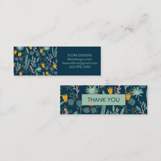 春ガーデンフローラボタニカルブルーオーダーサンキュー スキニー名刺 (正面/裏面)
