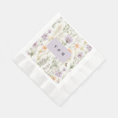 春ガーデンブルーピンクイエローラベンダー 縁ありランチョンナプキン (角)