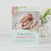 春ガーデンベビーガール写真誕生発表 案内状 (スタンド正面)