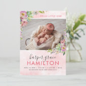 春ガーデンベビーガール写真誕生発表 案内状 (スタンド正面)