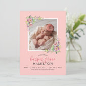 春ガーデンベビーガール写真誕生発表 案内状 (スタンド正面)