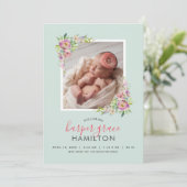 春ガーデンベビーガール写真誕生発表 案内状 (スタンド正面)