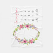 春ガーデンベビー名月次マイルストーンフォト フリースブランケット (正面)