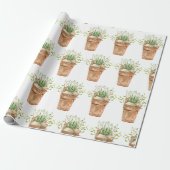 春ガーデンホワイトフラワーインアザポット水彩 ラッピングペーパー (アンロールド)