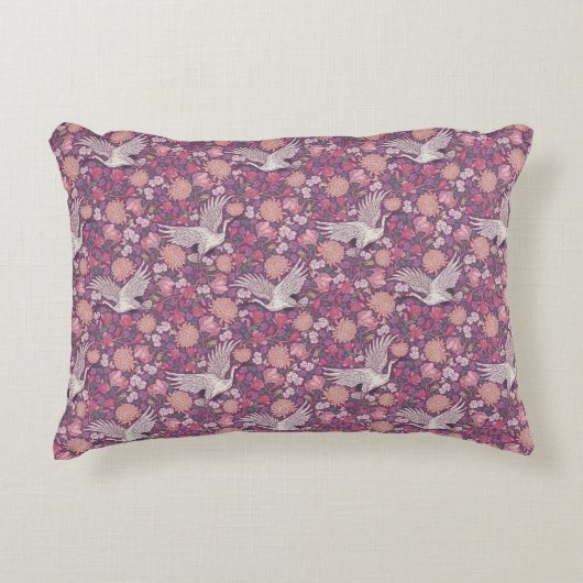 春ガーデンマザーズデイアジアンクレーンファ中国のイル アクセントクッション (正面)
