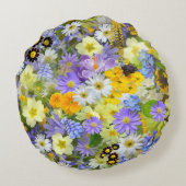 春ガーデンワイルドフラワーフローラルパターン ラウンドクッション (裏面)
