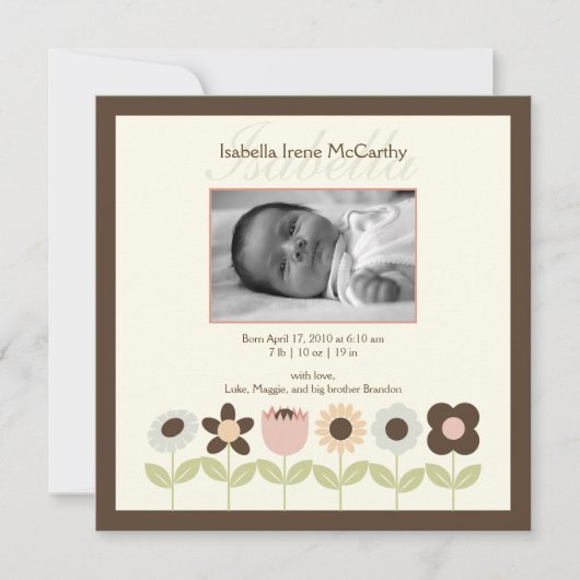 春ガーデン写真誕生のお知らせ 案内状 (正面)