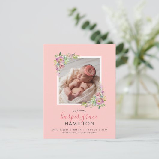 春ガーデン写真誕生発表葉書 案内ポストカード (スタンド正面)