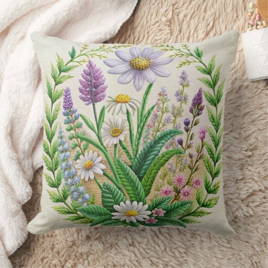 春ガーデン刺繍枕デザイン – カモミール クッション (ブランケット)