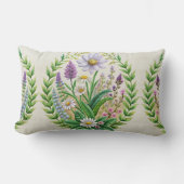 春ガーデン刺繍枕デザイン – カモミール ランバークッション (正面)