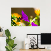 春ガーデン白熱［赤熱］光を放つパープルペチュニアポスター ポスター (ホームオフィス)