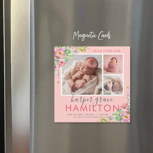 春ガーデン磁気写真誕生のお知らせ マグネット招待状