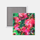 春ガーデン赤面ピンクローズフラワーズ開花 マグネット (正面/裏面)