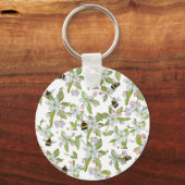 春ガーデン開花と（昆虫）マルハナバチ キーホルダー (正面)