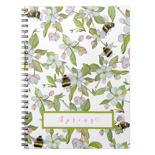 春ガーデン開花と（昆虫）マルハナバチ ノートブック (正面)