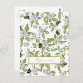 春ガーデン開花と（昆虫）マルハナバチ ポストカード (正面/裏面)