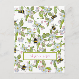 春ガーデン開花と（昆虫）マルハナバチ ポストカード