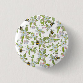 春ガーデン開花と（昆虫）マルハナバチ 缶バッジ