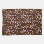 春ガーデン（チョコレートブラウン背景） キッチンタオル (横)