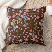 春ガーデン（チョコレートブラウン背景） クッション (ブランケット)