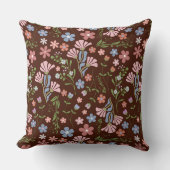 春ガーデン（チョコレートブラウン背景） クッション (正面)