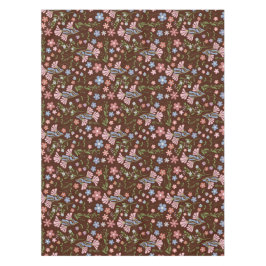 春ガーデン（チョコレートブラウン背景） テーブルクロス